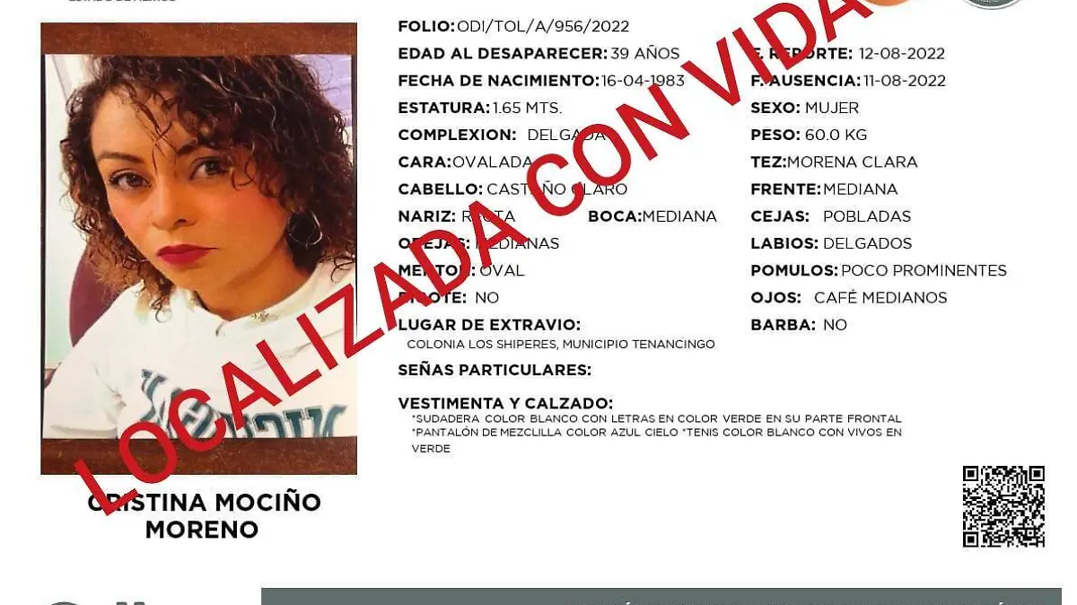 joven localizada de tenancingo